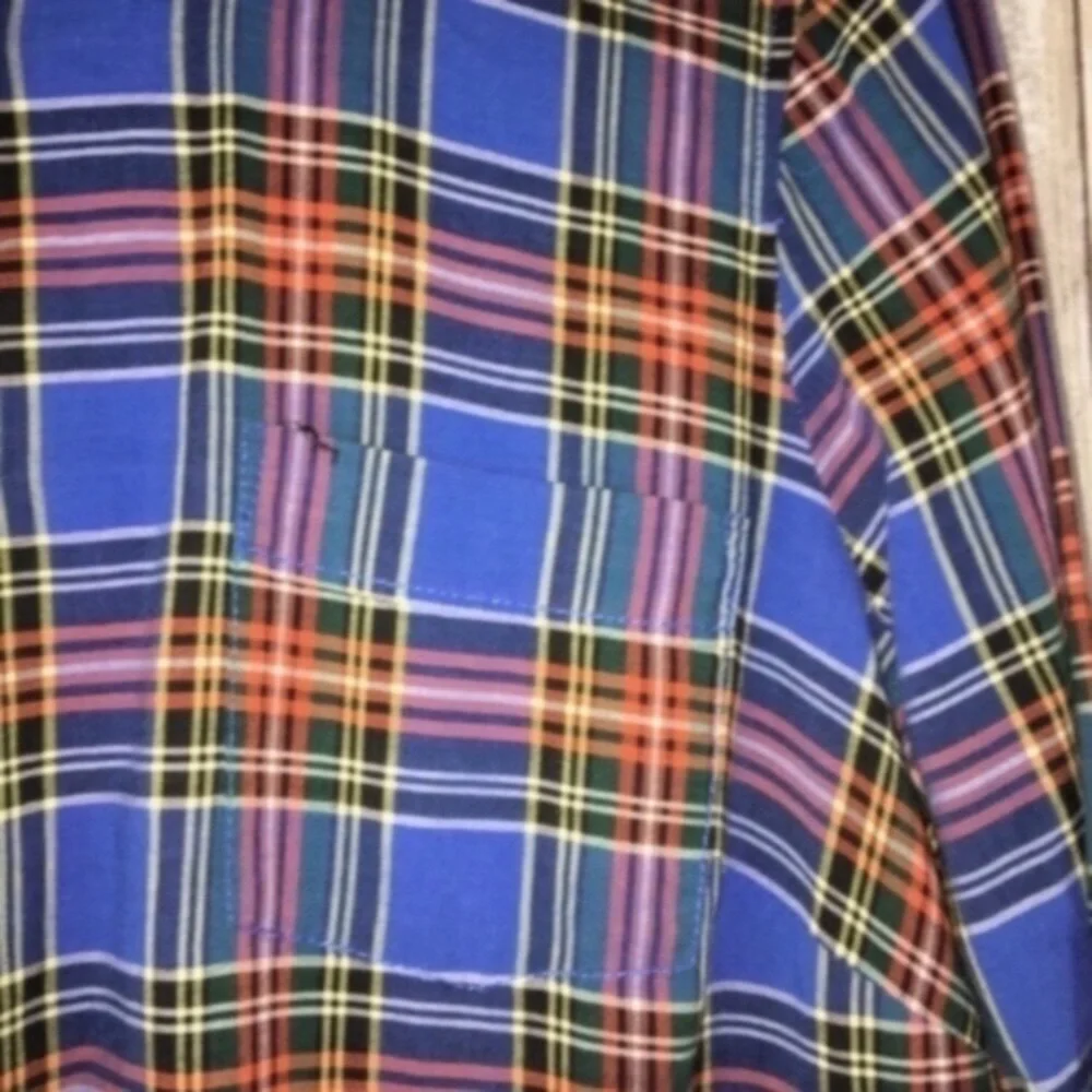 J.Crew Plaid Button Down Blue Red Tartan Cotton Collared Casual Preppy Layering